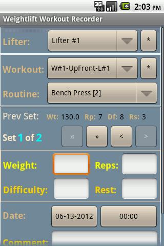Weightlift Workout Recorder