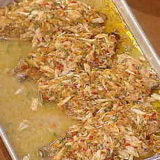 Crabmeat Stuffed Pompano with Roasted Baby Leeks and a Parsley Garlic Butter Sauce