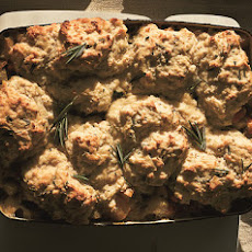 Root Vegetable and Mushroom Pie with Rosemary Biscuit Topping
