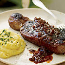 Red-Eye Chili Gravy Steaks with Cheddar-Chive Polenta
