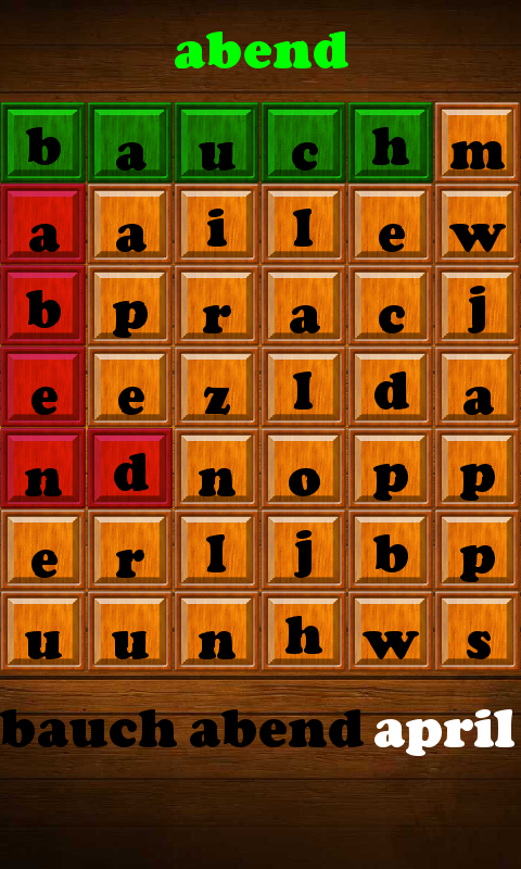 Android application Find a WORD among the letters screenshort