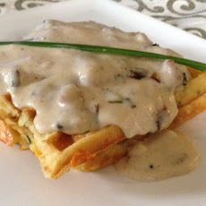 Chive N Cheddar Buttermilk Waffles and White Gravy