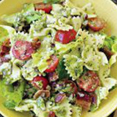 Bowties with Smoked Almond Sauce, Bacon, Lettuce and Tomatoes