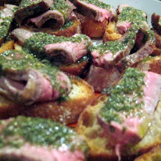 Steak and Chimichurri Toasts