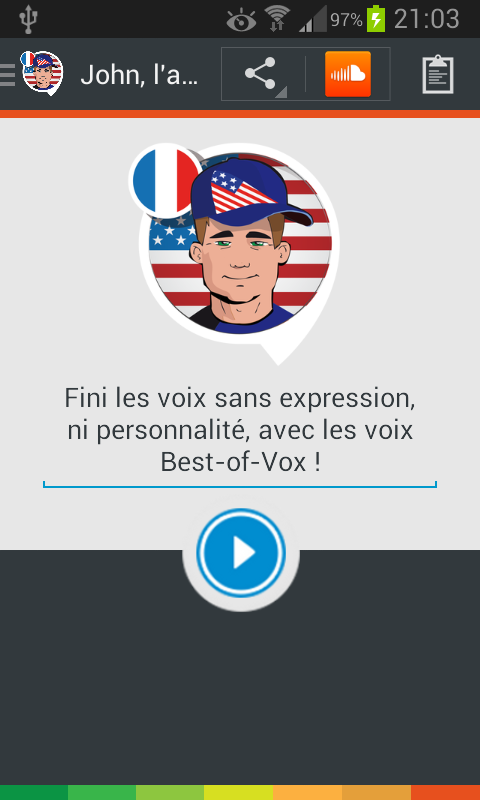 Android application John, the American voice (Fra) screenshort
