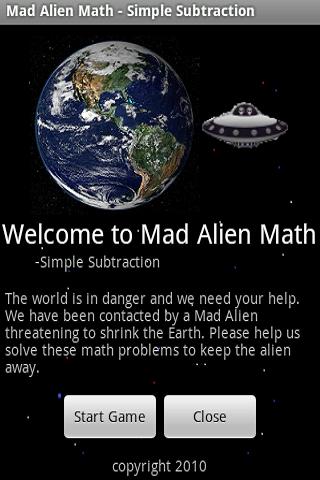 Mad Alien Math -SimpleSubtract