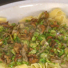 Pappardelle Pasta with Mushrooms and Brussels Sprouts