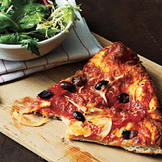 Pepperoni, Onion, and Olive Pizza