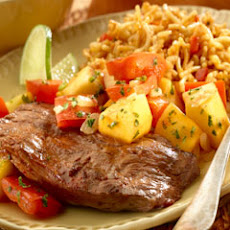 Chipotle Seasoned Skirt Steak With Warm Mango Salsa