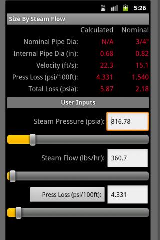 HVAC Pipe Sizer - Steam