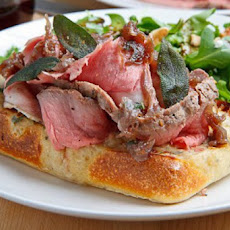 Roast Beef with Caramelized Onions on Gorgonzola Toast