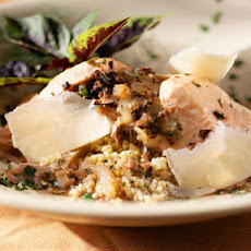Fontina-Stuffed Baked Salmon with Herb Jus