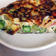 Spring Frittata with Asparagus, Peas and Pancetta