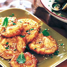 Fried Eggplant with Honey, Mint, and Sesame Seeds