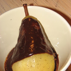 Pears with Chocolate Sauce and Cracked Black Pepper