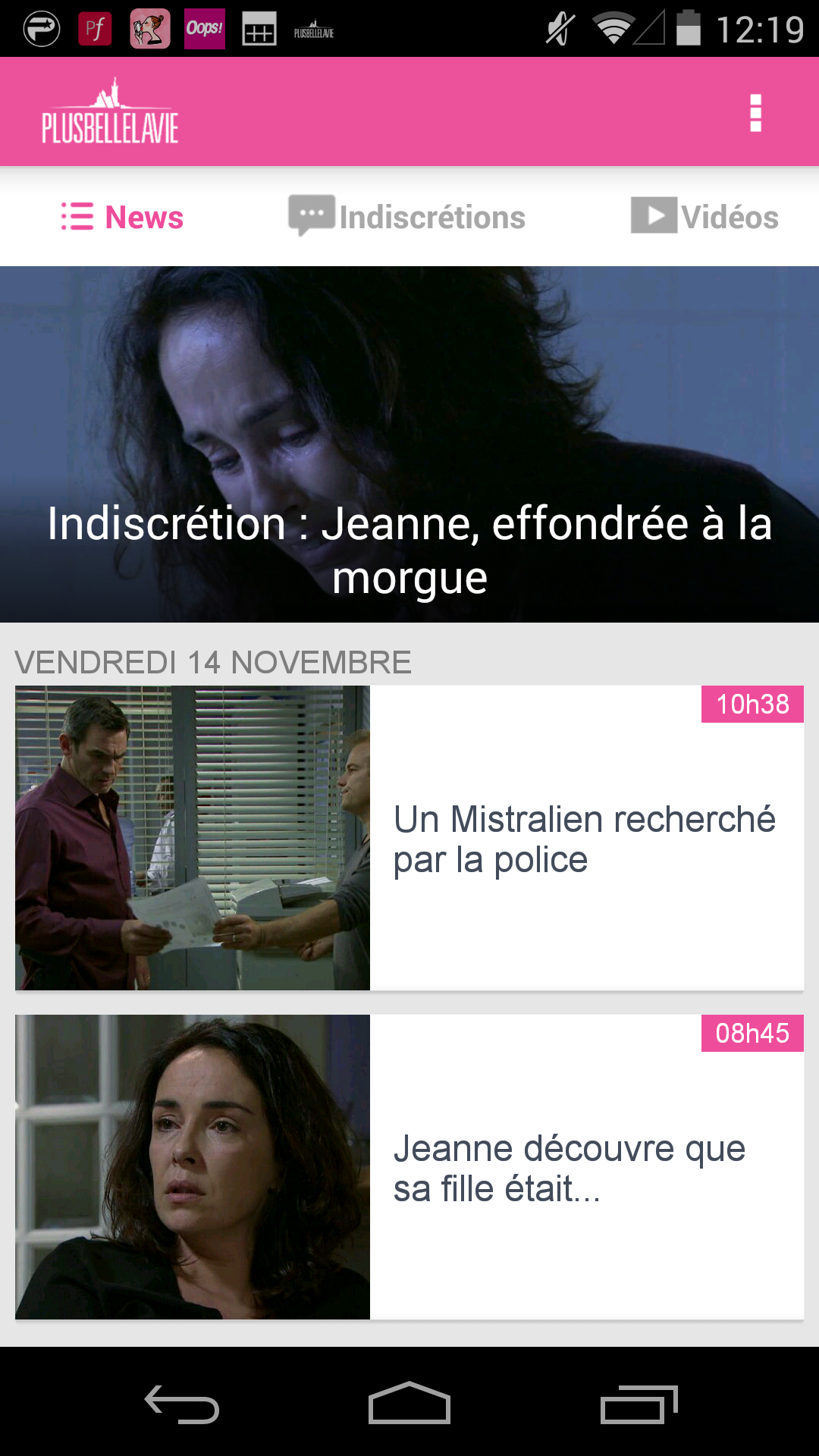 Android application Plus Belle La Vie screenshort