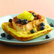 Lemon Cream Stuffed French Toast with Streusel Topper and Fresh Blueberries