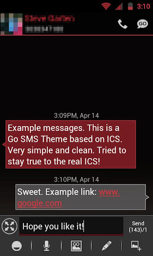 GO SMS THEME - Smooth ICS Red