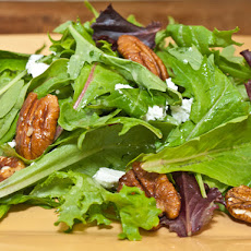 Mesclun with Glazed Pecans, Goat Cheese and Dijon-Mustard Vinaigrette