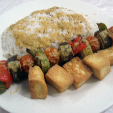 Vegetable Kebabs with Coriander Coconut Cream Sauce