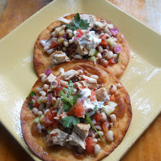 Chicken and Black -Eyed Pea Salad on Crispy Flour Tortillas
