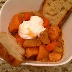 Sweet Potato, Carrot, Apple, and Red Lentil Soup