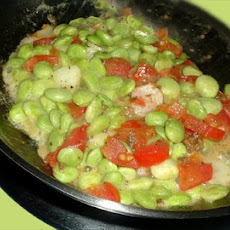 Baby Lima Beans With Tomatoes and Sage
