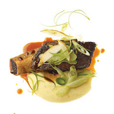 Lacquered Short Ribs with Celery-Root Puree and Celery-Pear Salad