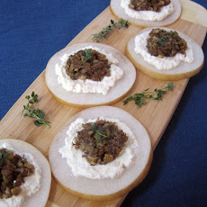 Fig-Walnut Tapenade with Ricotta and Asian Pears