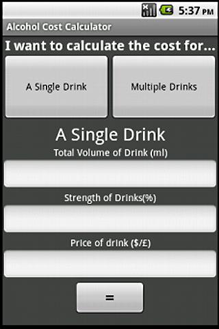 Alcohol Cost Calculator