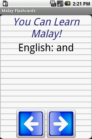 English to Malay Flashcards