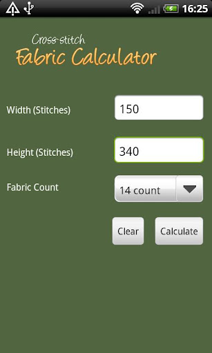 Cross-stitch Fabric Calculator