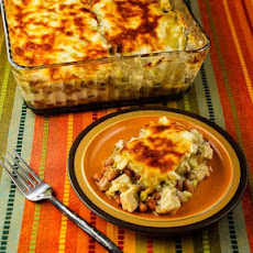 Layered Mexican Casserole with Chicken, Green Chiles, Pinto Beans, and Cheese (Phase One, Gluten Free)