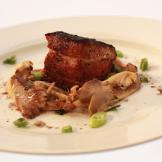 Bacon Steak with Coriander, Smoked Oyster Mushrooms and Thyme Brown Butter