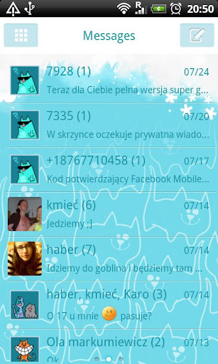 GO SMS Pro Blue Cat Theme