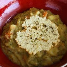 Split Pea Soup with Parmesan-thyme Crisps