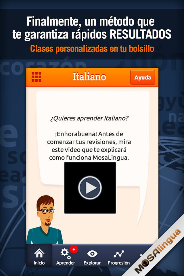 Android application Learn Italian with MosaLingua screenshort