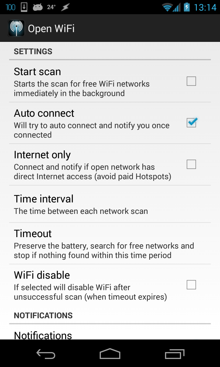 Android application Open WiFi Scanner screenshort