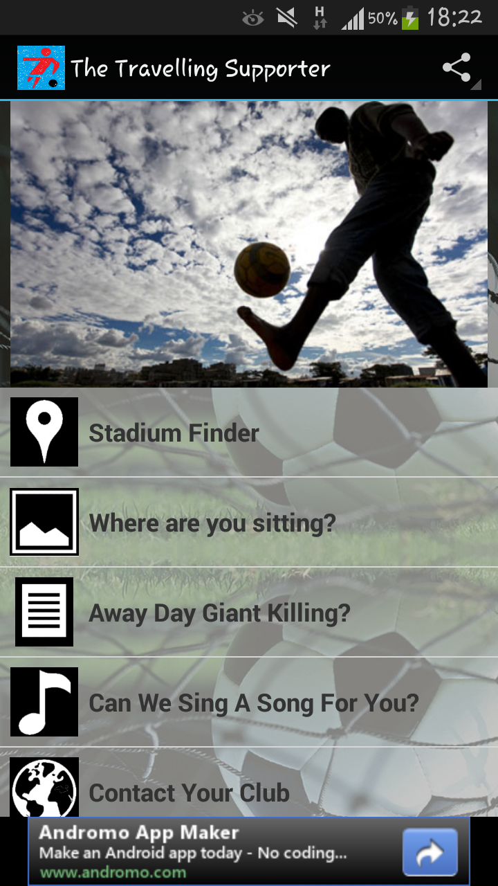 Android application The Travelling Supporter screenshort
