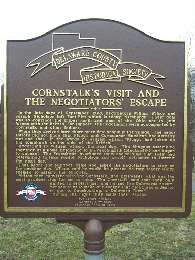 Cornstalk's Visit and the Negotiators' Escape Historical Marker