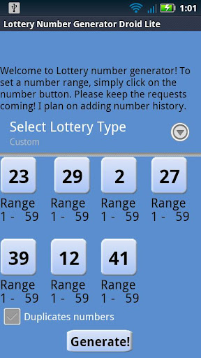 Lottery Number Generator lite
