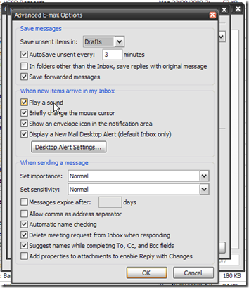 Outlook Advanced E-mail Options