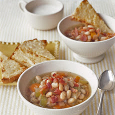 Bean and Bacon Soup with Cheese Toasts