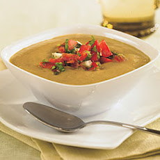 Chilled Tomatillo-Avocado Soup with Tomato Salsa