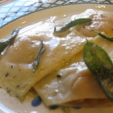 Butternut squash ravioli with crispy sage butter sauce