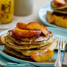 Brown Butter Pancakes with Glazed Peaches