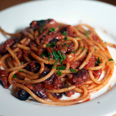 Dinner Tonight: Bucatini with Rita's Spicy Baby Octopus Sauce