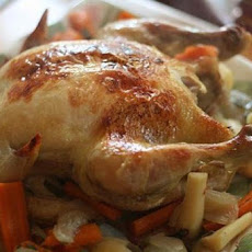 Roast Chicken and Root Vegetables with Mustard-Rosemary Sauce