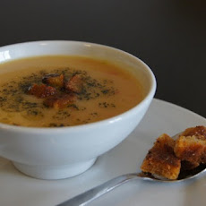 Turkish Red Lentil Soup with Minted Butter and Spiced Croutons