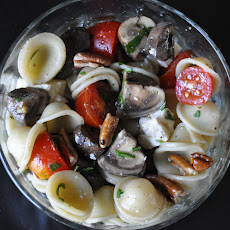Orecchiette Pasta with Mushrooms à la Bordelaise, Cherry Tomatoes, Feta and Toasted Pecans